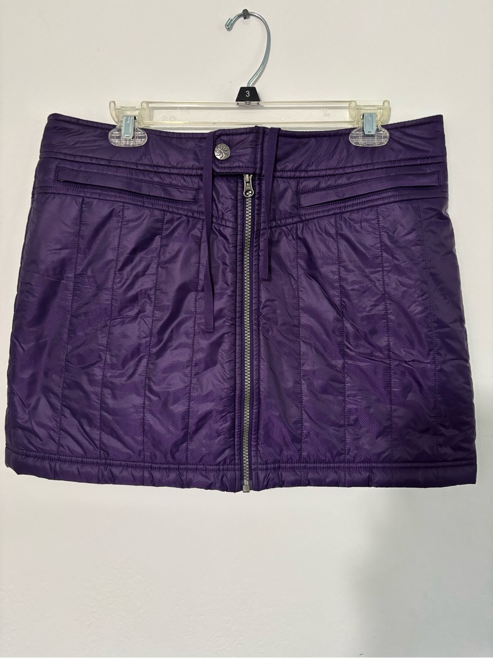 Athleta Deep Purple Quilted Zip-Front Mini Skirt